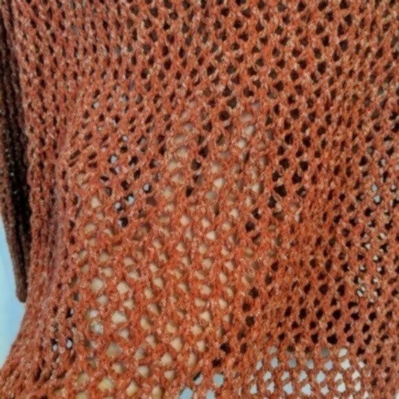 Lucky Brand | Open Weave Knit Scoop Neck Sweater Rust Orange brown - Picture 4 of 4